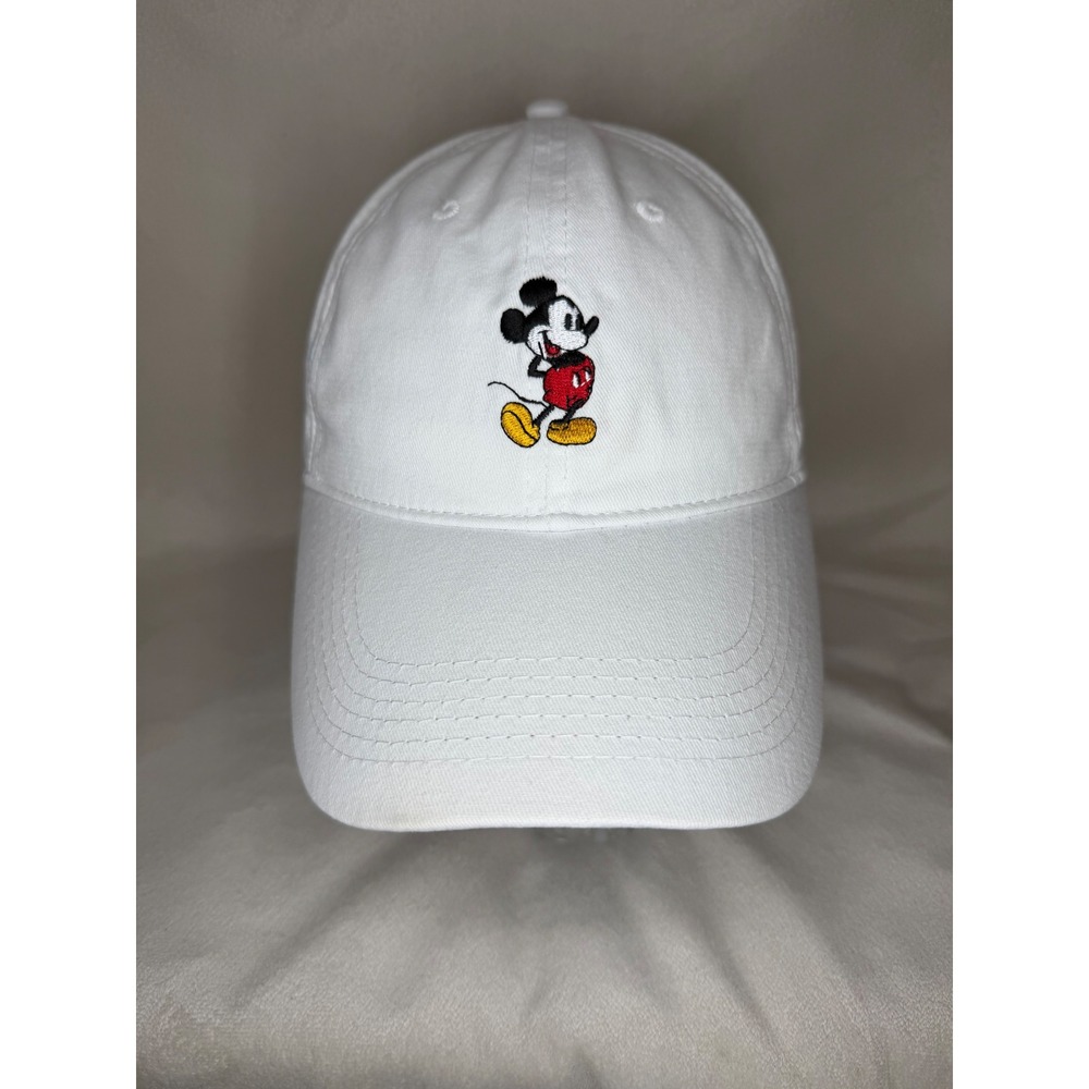 Disney Mickey Mouse White Baseball Cap Embroidered Classic Mickey Adjustable Hat